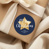 Sticker Rond Elégant bleu marine Star Joyeux Noël