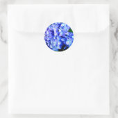 Sticker Rond élégant bleu mauve magenta floral hydrangea (Sac)
