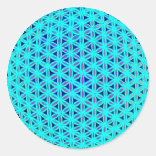 Sticker Rond Élégant bleu néon fleur turquoise de vie (Devant)