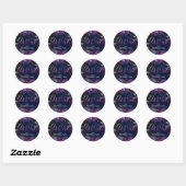 Sticker Rond Élégant bleu profond rose hiver Wonderland Noël (Feuille)
