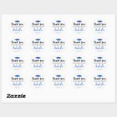 Sticker Rond Élégant Bleu Script Graduation Merci Fav (Feuille)