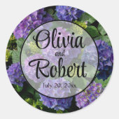 Sticker Rond Elégant bleu violet magenta vert hydrangée florale (Devant)
