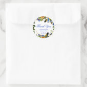 Sticker Rond Elégant Blue Boho Floral Bachelorette Party Merci (Sac)