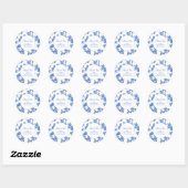 Sticker Rond Elégant Blue Chinoiserie Mariage Favor (Feuille)