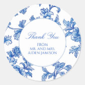 Sticker Rond Elégant Blue Chinoiserie Mariage Favor (Devant)