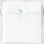 Sticker Rond Elegant Blue Coquette Bow Boy Baby Shower (Sac)