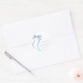 Sticker Rond Elegant Blue Coquette Bow Boy Baby Shower (Enveloppe)