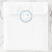 Sticker Rond Elegant Blue Damask Initials (Sac)
