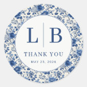 Sticker Rond Elegant Blue Floral Toile (Devant)