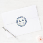 Sticker Rond Elegant Blue Floral Toile (Enveloppe)