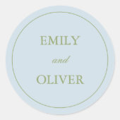 Sticker Rond Elegant Blue Green Stripes Wedding (Devant)