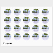 Sticker Rond Elégant Blue Hydrangea Enregistrer la date (Feuille)