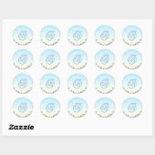 Sticker Rond Elegant Blue Peacock Floral Botanical Wedding (Feuille)