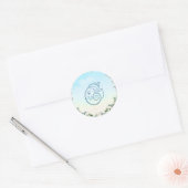 Sticker Rond Elegant Blue Peacock Floral Botanical Wedding (Enveloppe)