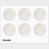 Sticker Rond Elegant Blue Vintage Floral Wedding (Feuille)