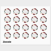 Sticker Rond Élégant Blush Burgundy Navy Mariage floral (Feuille)