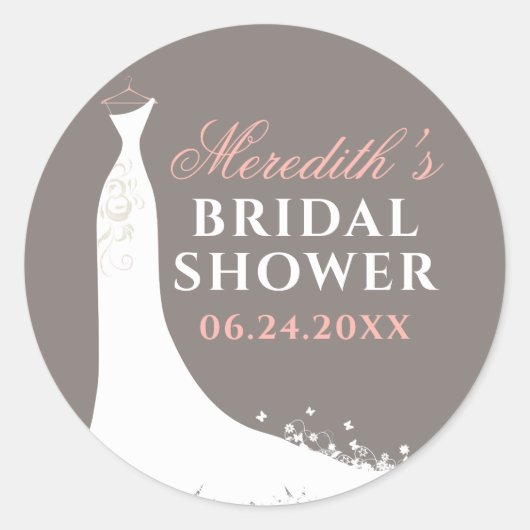 Sticker Rond Élégant Blush chaud gris Mariage Gown spectacle nu (Devant)