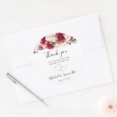 Sticker Rond Élégant Blush et Mariage Rose rouge (Enveloppe)