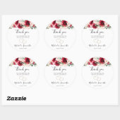 Sticker Rond Élégant Blush et Mariage Rose rouge (Feuille)