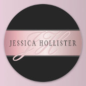 Sticker Rond Elégant Blush Faux Rose Gold | Nom et initiales