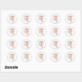Sticker Rond Elegant Blush Feuilles Nom de retour Adresse (Feuille)