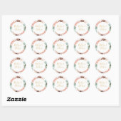 Sticker Rond Elégant Blush Floral Garden Enveloppe de mariage s (Feuille)