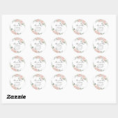 Sticker Rond Élégant Blush Floral Rose Gold Mariage (Feuille)