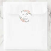 Sticker Rond Élégant Blush Floral Rose Gold Mariage (Sac)