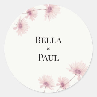 Sticker Rond Elegant Blush Pink Floral Wedding 