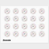 Sticker Rond Élégant Blush rose floral Script Monogramme Adress (Feuille)