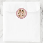 Sticker Rond Élégant Blush rose L'amour est doux Mariage Photo (Sac)