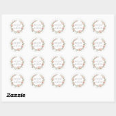Sticker Rond Elégant Blush Roses et Mariage de verdure (Feuille)