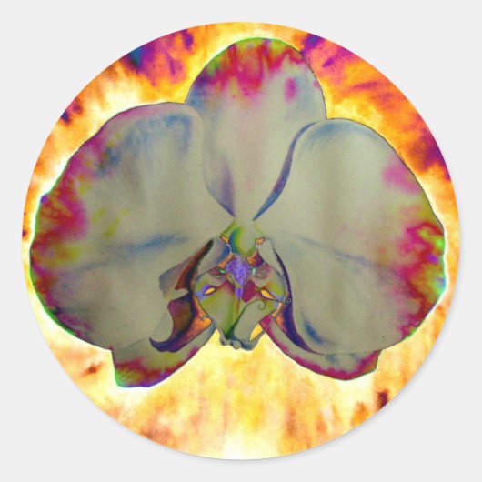 Sticker Rond Elégant boho abstrait aquarelle orchidée peinture (Devant)