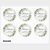 Sticker Rond Elégant boho aquarelle vert eucalyptus mariage (Feuille)