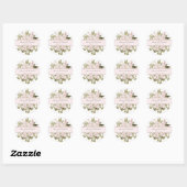 Sticker Rond Élégant BOHO Blush Pink Mariage (Feuille)