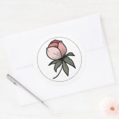Sticker Rond Élégant Boho Botanique Floral Rose (Enveloppe)