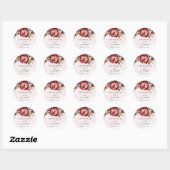 Sticker Rond Élégant Boho Bourgogne Blush Floral Mariage (Feuille)