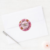Sticker Rond Élégant boho chic flores rose pâle (Enveloppe)