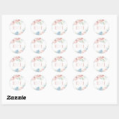 Sticker Rond Elégant Boho été printemps Blush Floral Mariage (Feuille)