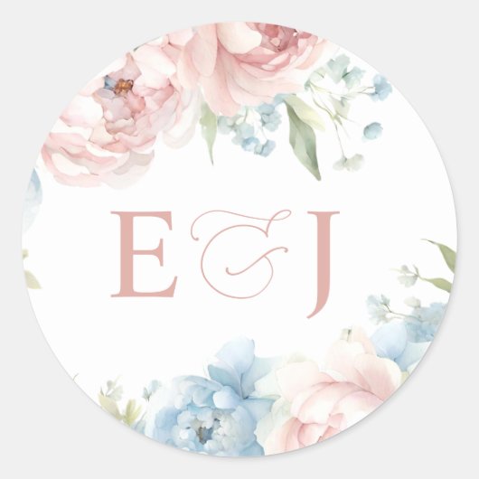 Sticker Rond Elégant Boho été printemps Blush Floral Mariage (Devant)