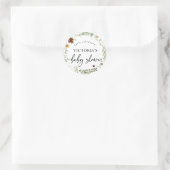 Sticker Rond Elégant Boho Fleurs sauvages Baby shower Enveloppe (Sac)