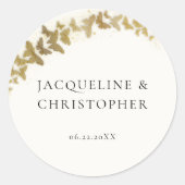 Sticker Rond Élégant Boho Gold Butterflies Romantique Mariage (Devant)