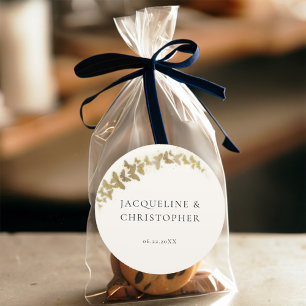 Sticker Rond Élégant Boho Gold Butterflies Romantique Mariage