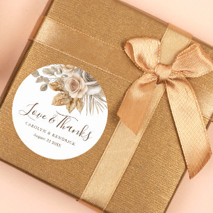 Sticker Rond Elegant Boho Neutral Floral Amour & Merci Mariage