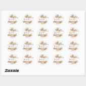 Sticker Rond Elégant Boho Neutre Mariage floral Merci (Feuille)