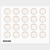 Sticker Rond Élégant Boho rose Baptême floral (Feuille)