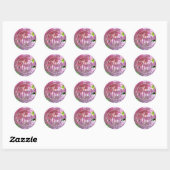 Sticker Rond Élégant boho rose florales fleurs hydrangées (Feuille)