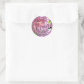 Sticker Rond Élégant boho rose florales fleurs hydrangées (Sac)