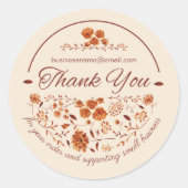 Sticker Rond Élégant Boho Rustique Brown automne Floral (Devant)