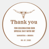Sticker Rond Elégant Boho Western Cowboy Mariage Merci (Devant)